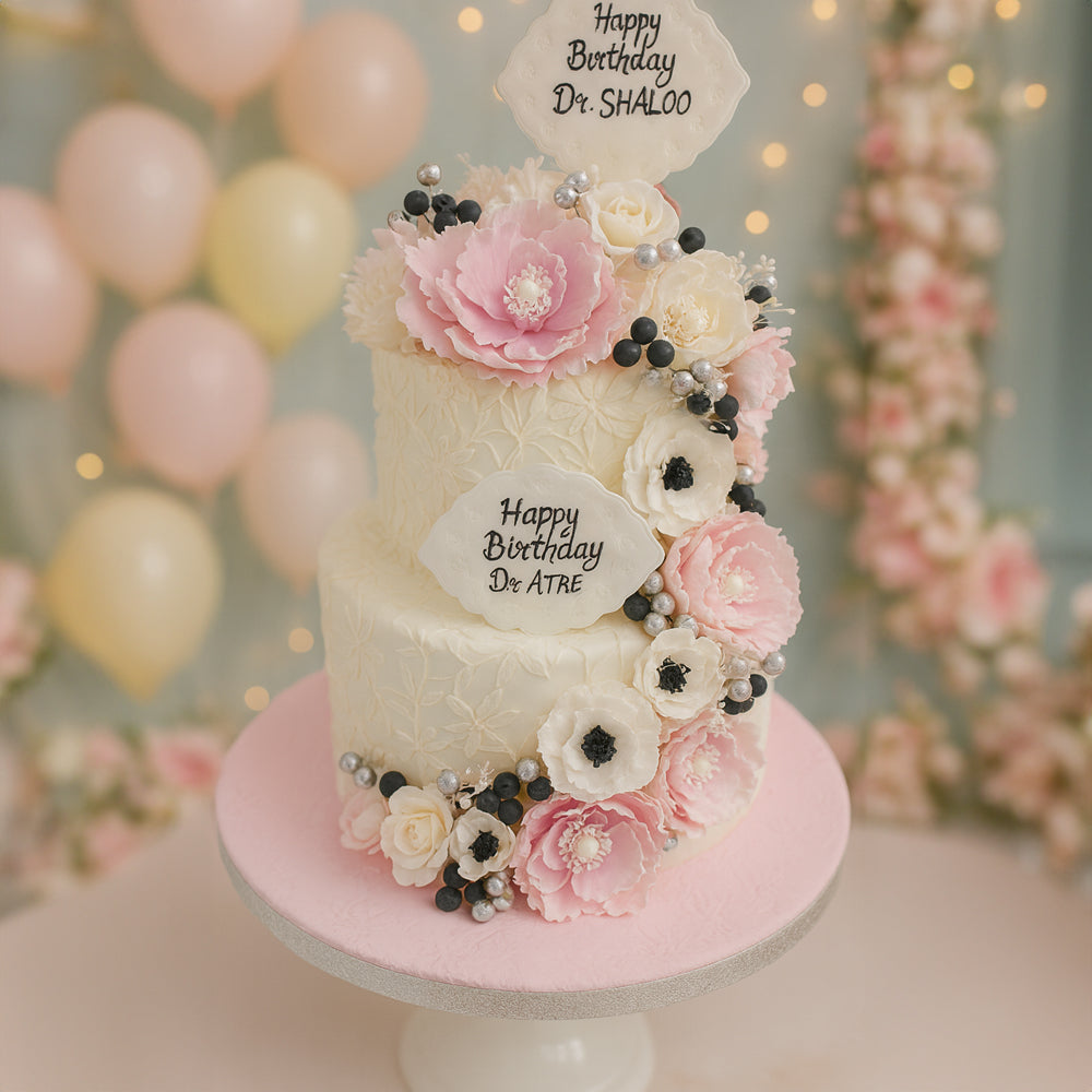 Pink & White Theme Cake