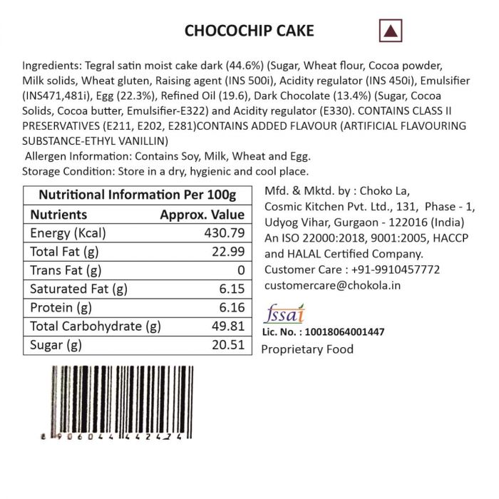 Chocochip Teacake 500 Gms