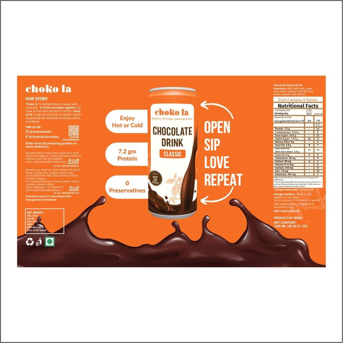 Classic Chocolate Drink - Party pack of 6