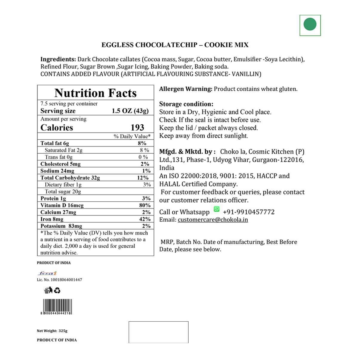 Eggless Chocochip Cookie Mix