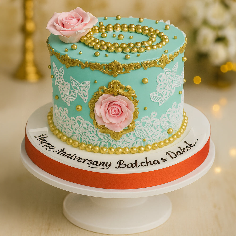 Gold Pearl Theme Designer Cake