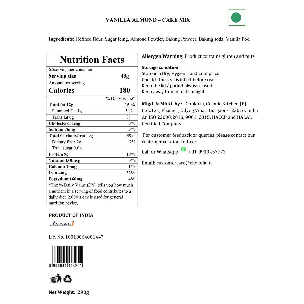 Vanilla Almond Cake Mix