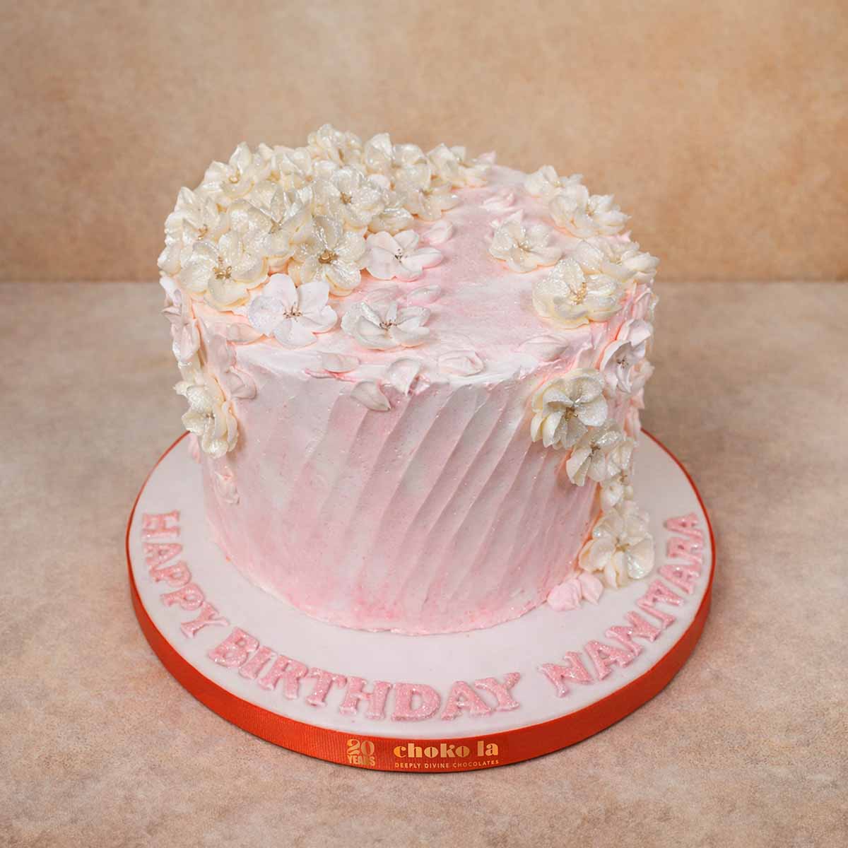 White Flower Petals Theme Designer Cake
