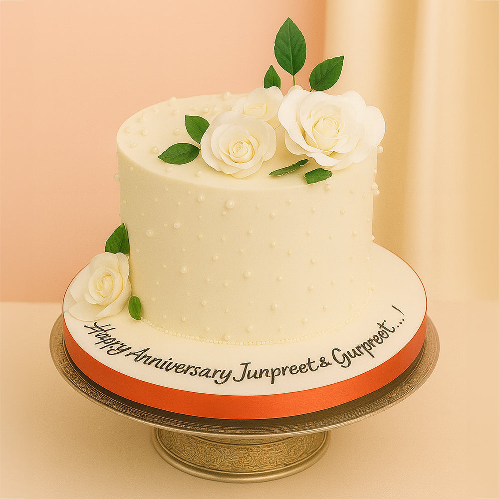 White Pearl Theme Designer Cake