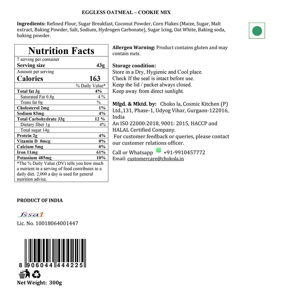 Oatmeal Cookie mix