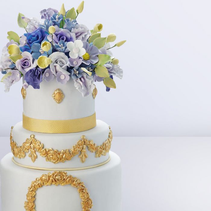 Ivory Gold Wedding Cake