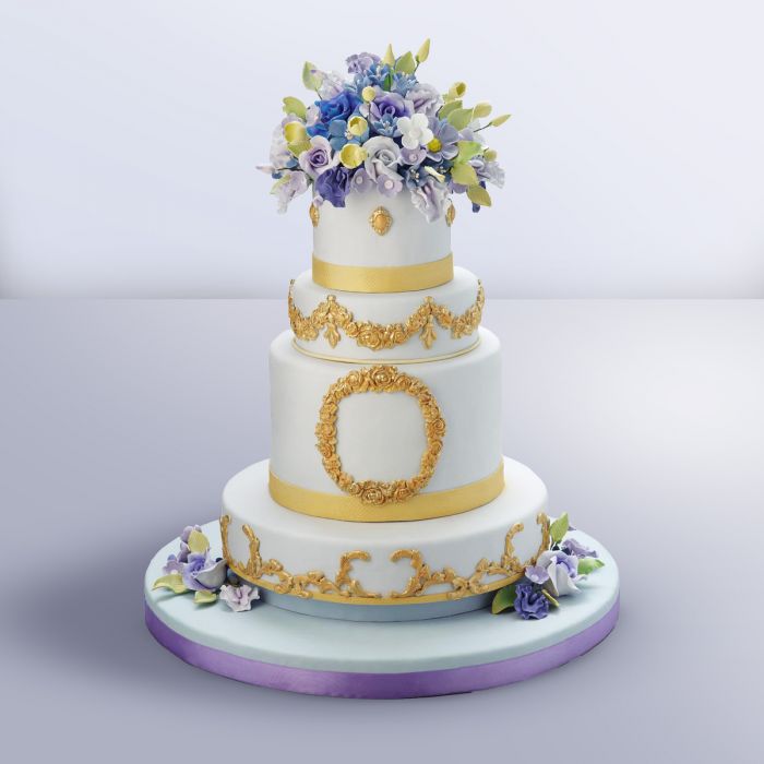 Ivory Gold Wedding Cake