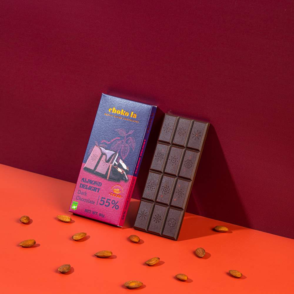 Almond Delight 55% Dark Chocolate Bar