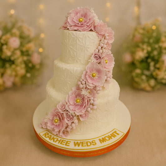 Flower Theme Wedding Cake