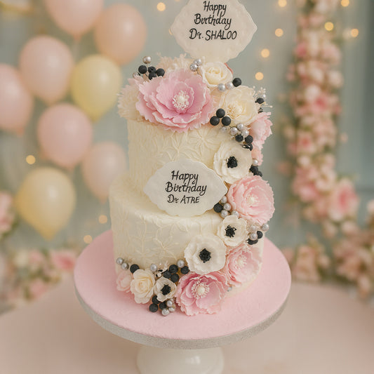 Pink & White Theme Cake