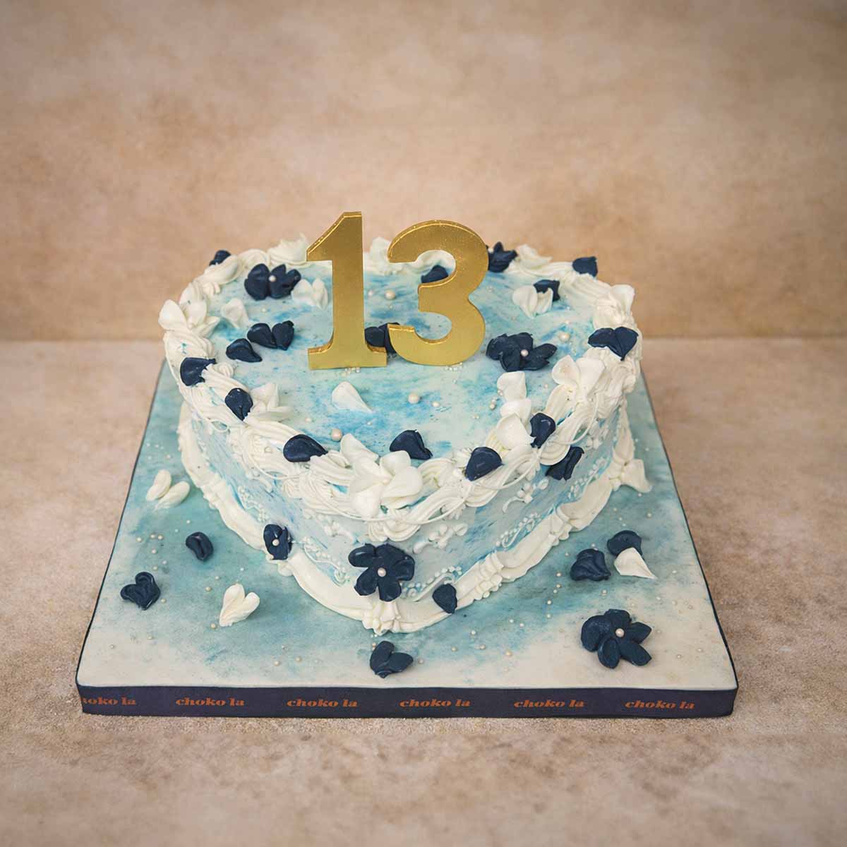 Blue Velvet Heart Theme Designer Cake
