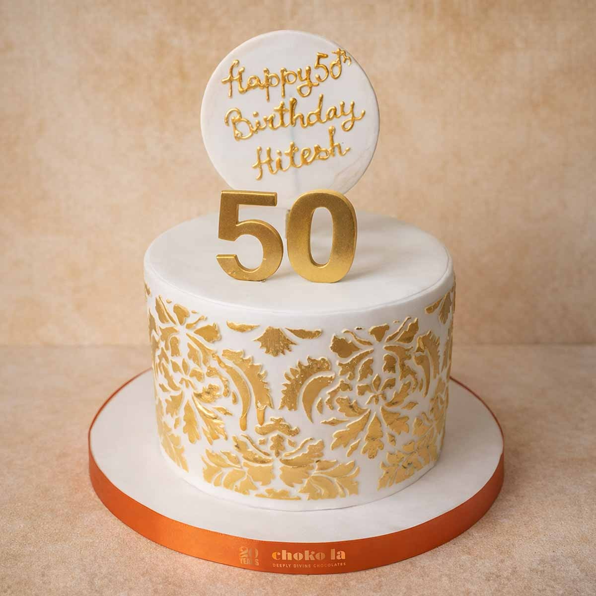 Classic Golden Jubilee Theme Designer Cake | Customizable Designer Cake
