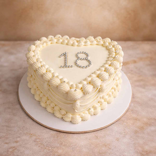 Elegant Cream Heart Theme Designer Cake