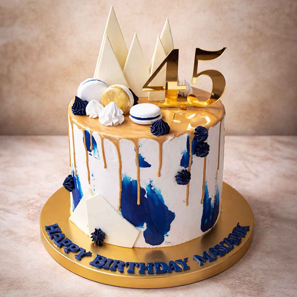 Golden Macaron Drip Theme Designer Cake