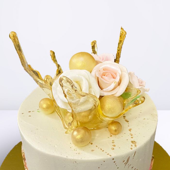 Golden Water Drop Theme Designer Cake