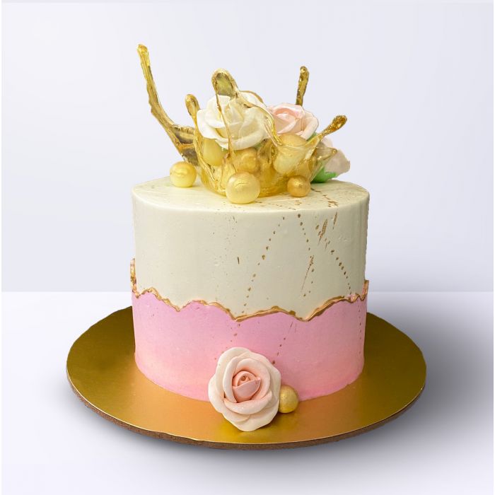 Golden Water Drop Theme Designer Cake