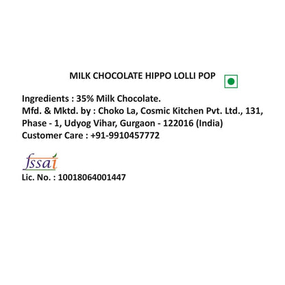 Hippo Lollipop Milk Chocolate
