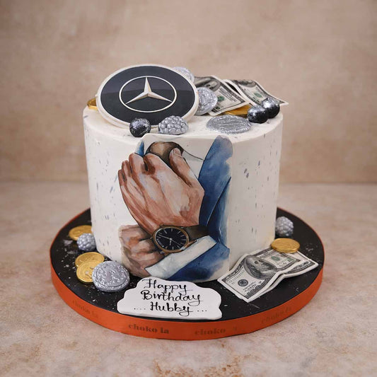 Money And Mercedes Theme Designer Cake