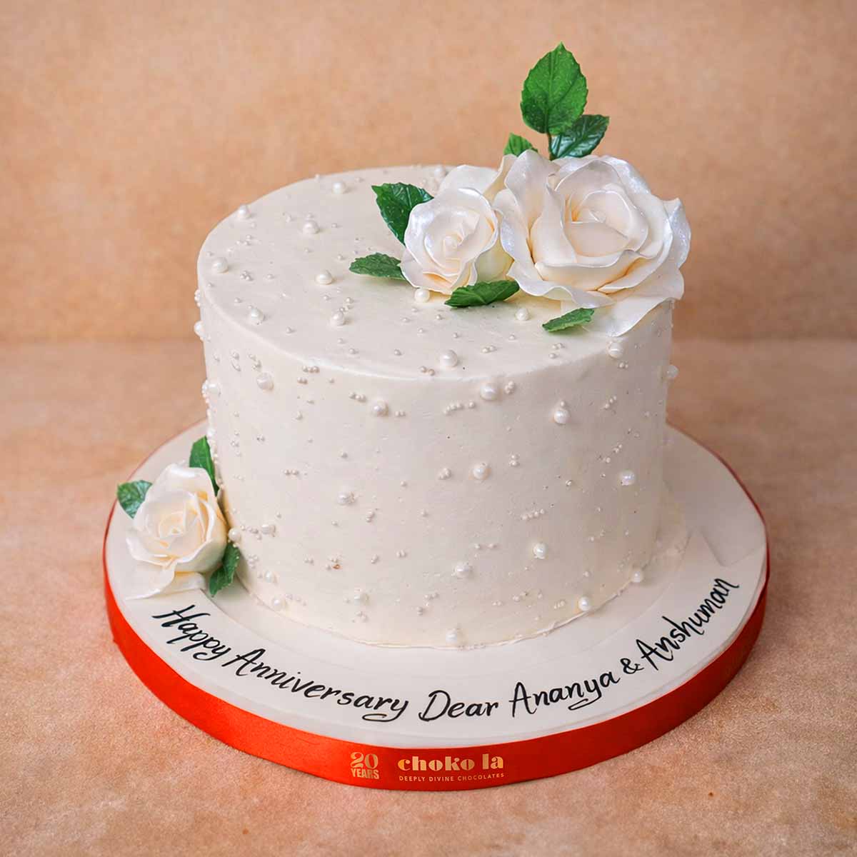Pearl White Rose Theme Designer Cake | Customizable Designer Cake