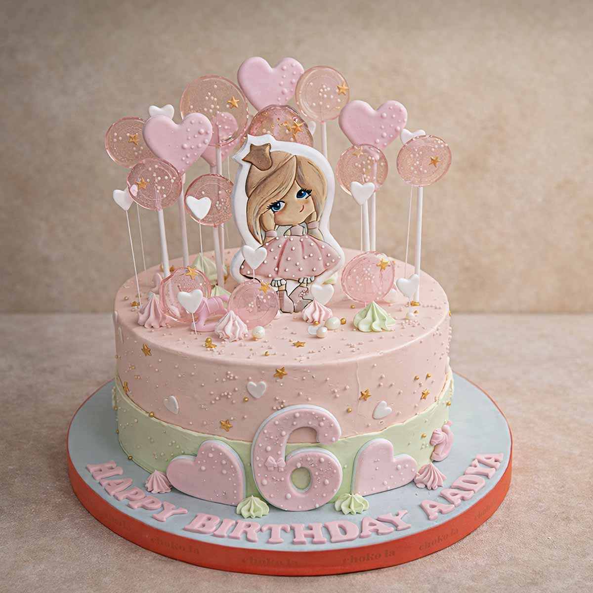 Pink Hearts Theme Designer Cake