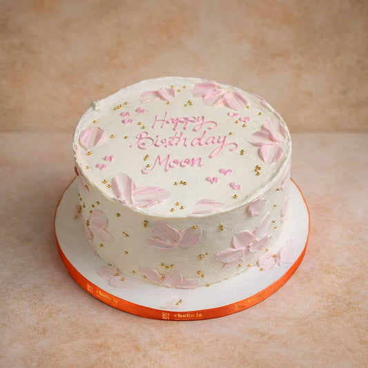 Pink Petals Theme Designer Cake