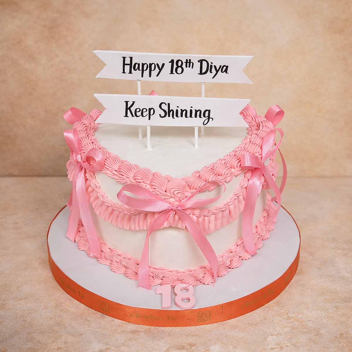 Pink Ribbon Vintage Theme Designer Cake