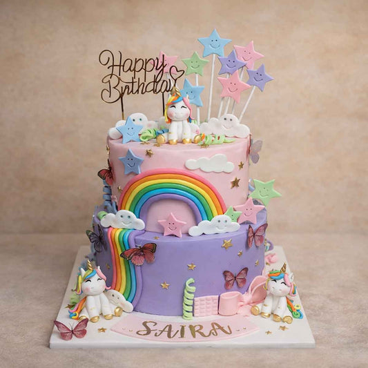 Rainbow And Unicorn Theme Designer Cake