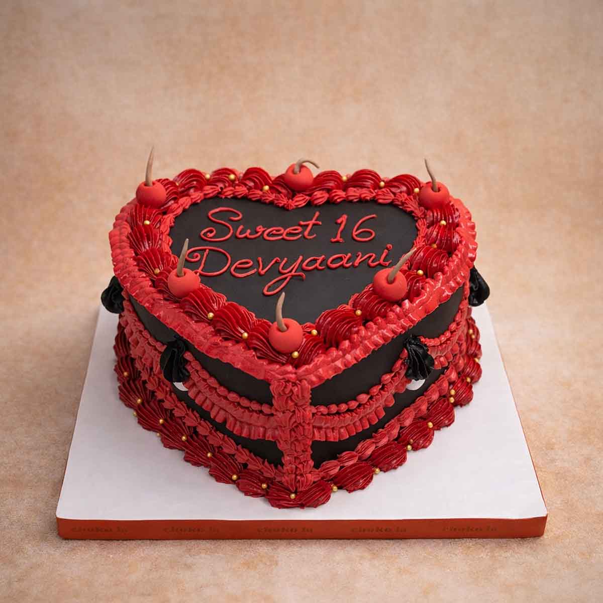 Red Heart Vintage Theme Designer Cake