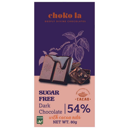 Sugar Free 54% Dark Chocolate Bar