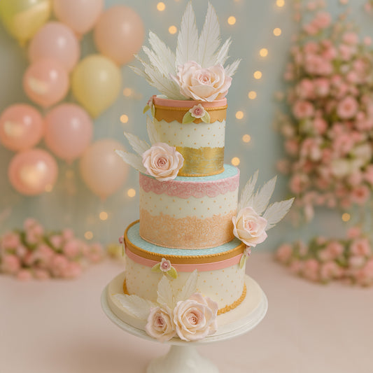Three Tier Pastel Flower Theme Designer Cake