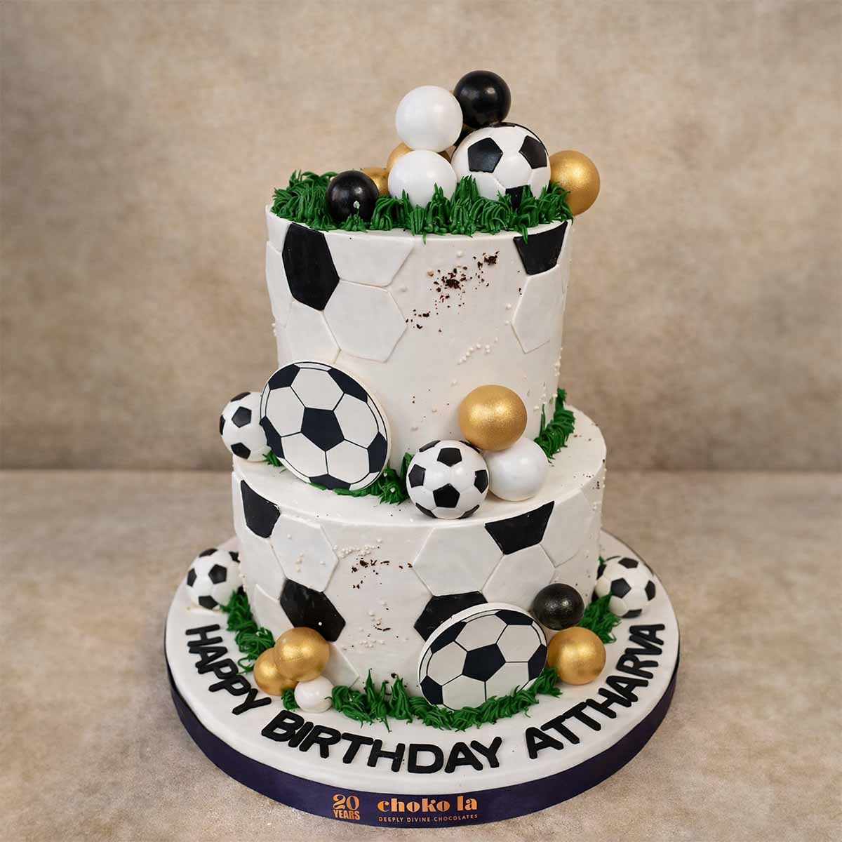 Two Tier Football Soccer Theme Designer Cake