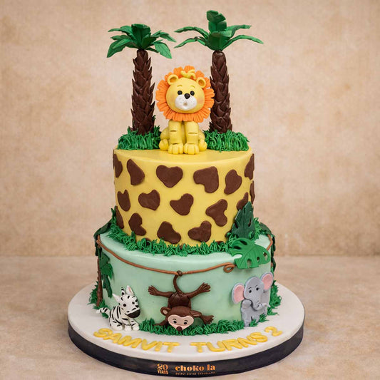 Two Tier Jungle Theme Designer Cake