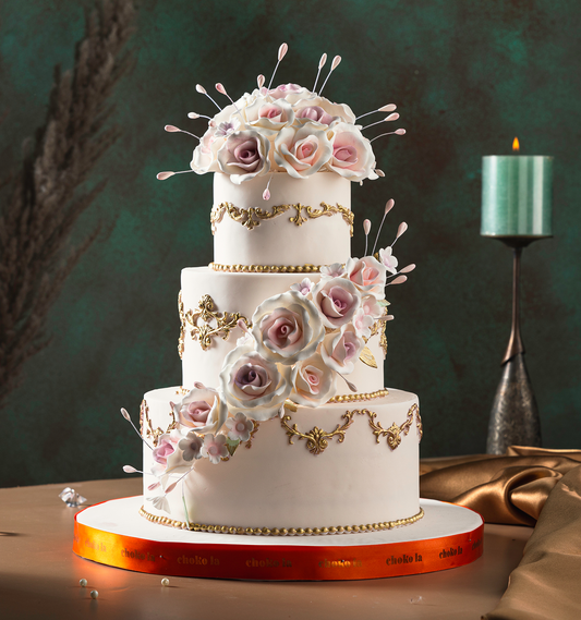 Pink Rose Wedding cake