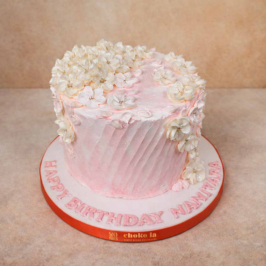 White Flower Petals Theme Designer Cake