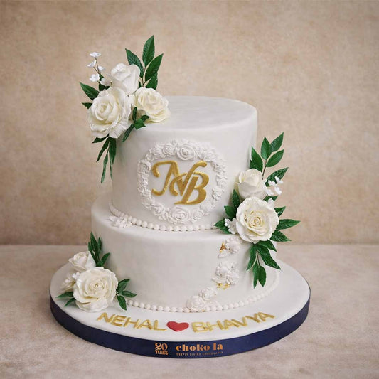 Pearl White Engagement Cake