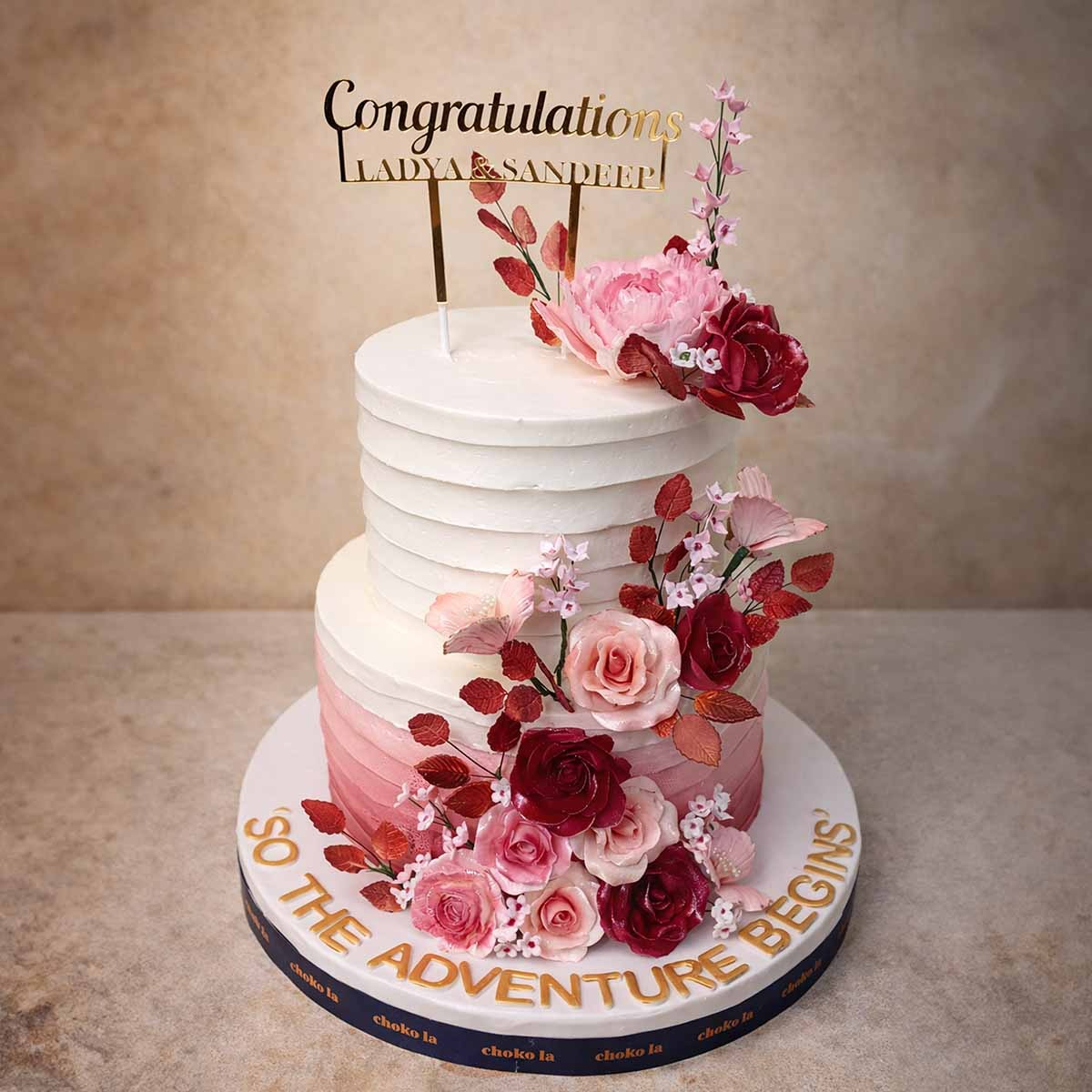 Forever Begins Floral Cake