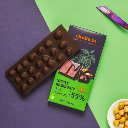 Nutty Hazelnut 55% Dark Chocolate Bar